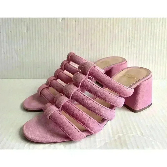 Women’s J. Crew Strappy Penny Slide Sandals In Sundrenched Poppy Suede Sz 6.5 - Picture 1 of 8